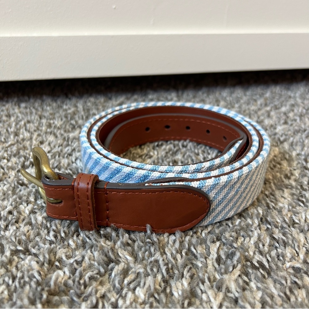 Smathers & Branson Men’s Hand Stiched Needlepoint Leather Belt Stripes Size 38